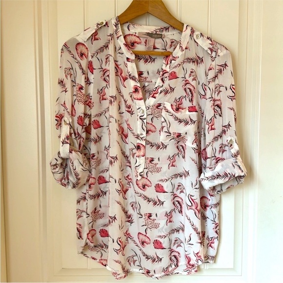 Forever 21 rayon cream and pink “under the sea” themed tunic. Size L - Picture 9 of 9